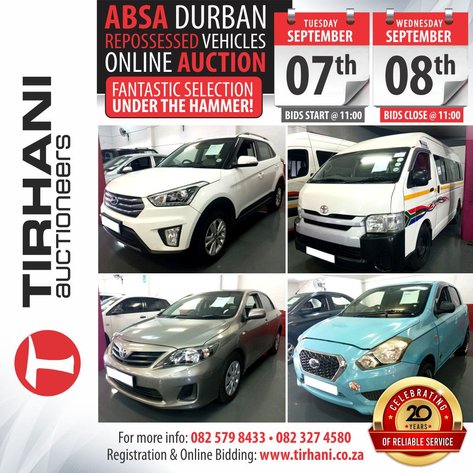 Image for ABSA DURBAN REPOSSESSED VEHICLES ONLINE AUCTION