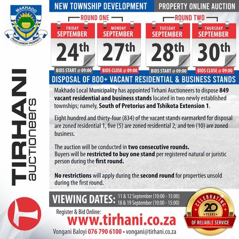 Image for Makhado Local Municipality Vacant Stands Online Auction (Business Stands)
