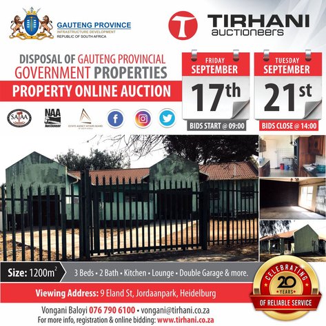 Image for DISPOSAL OF GAUTENG PROVINCIAL GOVERNMENT PROPERTIES ONLINE AUCTION