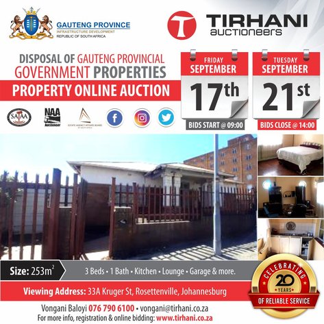 Image for DISPOSAL OF GAUTENG PROVINCIAL GOVERNMENT PROPERTIES ONLINE AUCTION