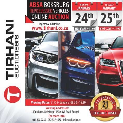 Image for ABSA BOKSBURG REPOSSESSED VEHICLES ONLINE AUCTION