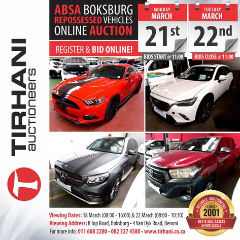 Image for ABSA BOKSBURG REPOSSESSED VEHICLES ONLINE AUCTION