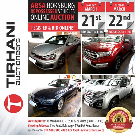 Image for ABSA BOKSBURG REPOSSESSED VEHICLES ONLINE AUCTION