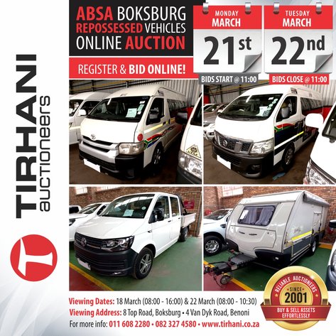 Image for ABSA BOKSBURG REPOSSESSED VEHICLES ONLINE AUCTION
