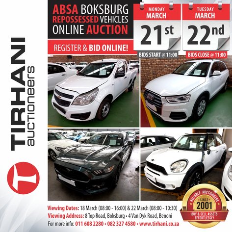 Image for ABSA BOKSBURG REPOSSESSED VEHICLES ONLINE AUCTION