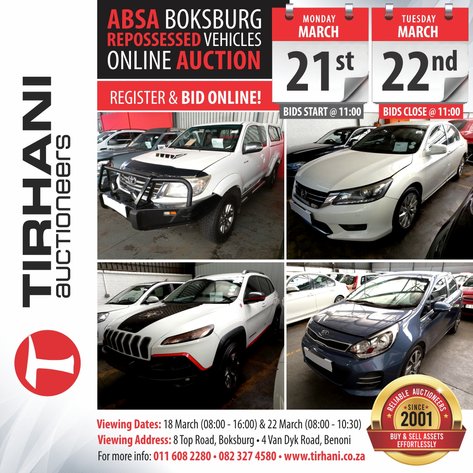 Image for ABSA BOKSBURG REPOSSESSED VEHICLES ONLINE AUCTION