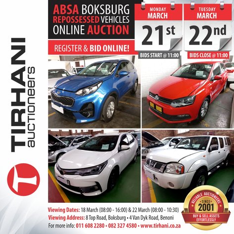 Image for ABSA BOKSBURG REPOSSESSED VEHICLES ONLINE AUCTION