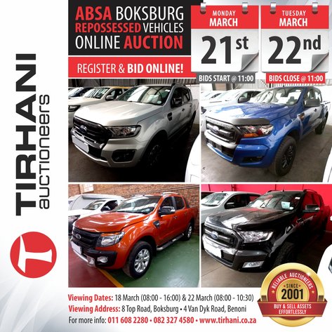 Image for ABSA BOKSBURG REPOSSESSED VEHICLES ONLINE AUCTION