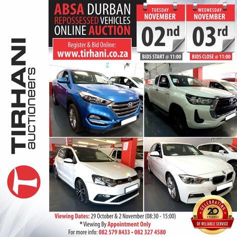 Image for ABSA DURBAN REPOSSESSED VEHICLES ONLINE AUCTION