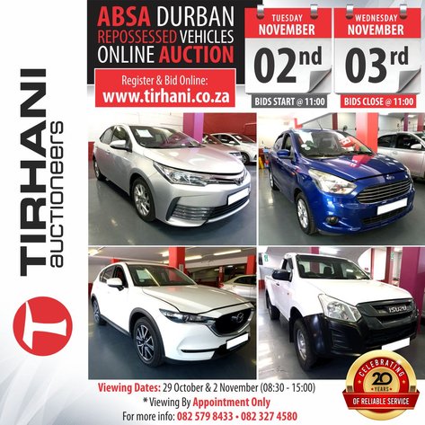 Image for ABSA DURBAN REPOSSESSED VEHICLES ONLINE AUCTION